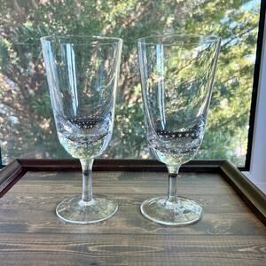 Vintage Pier 1 Three Bubble Wine Glasses Handcrafted Clear Goblets Set